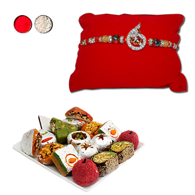 "Rakhi - AD 4070 A (Single Rakhi), 500gms of Kaju Assorted Sweets - Click here to View more details about this Product